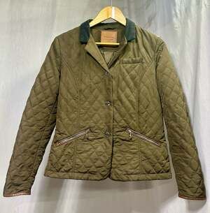 Massimo Dutti Women's Olive Green Quilted Field Blazer Jacket Size Medium